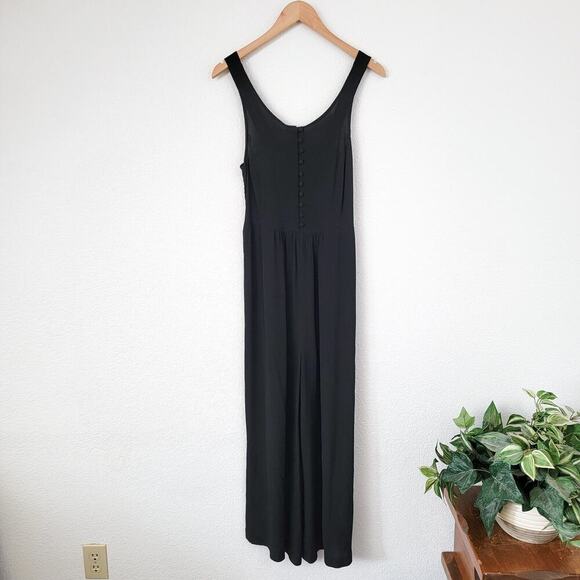 Madewell Smocked Black Button Front Wide Leg Sleeveless Jumper One Piece Size 2 - Picture 5 of 11